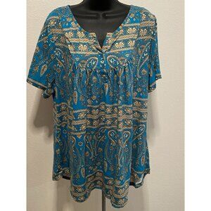 Folunsi Womens Size 2X Blouse V-Neck Multi Color